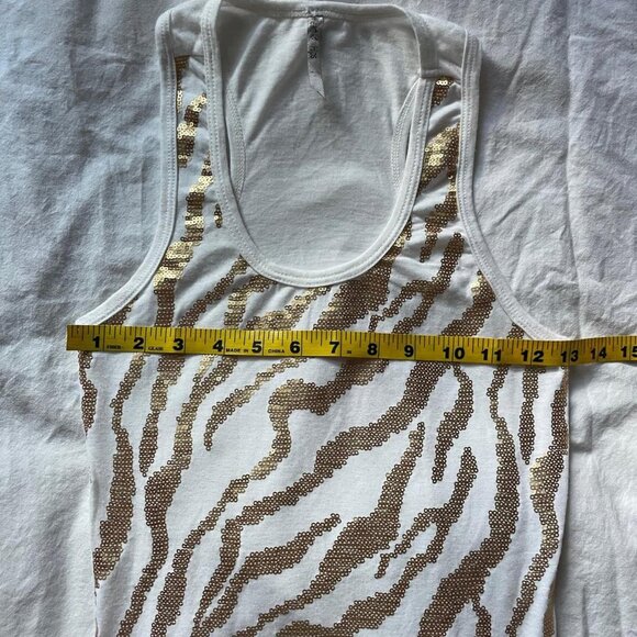 Y2K White and Gold Sequin Top - Picture 5 of 8